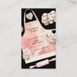 Cartão De Visita Chef de pastelaria de sobremesas rosa aquarela