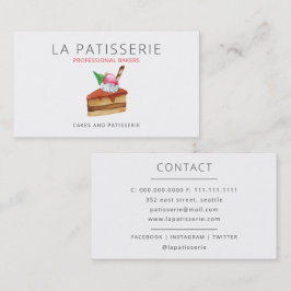 Cartão De Visita Chef de pastelaria de torta rosa-rosa moderna