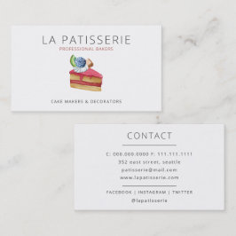 Cartão De Visita Chef de pastelaria de torta rosa-rosa moderna