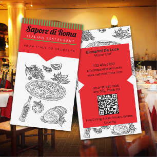 Cartão De Visita Chef de Restaurante de Jantar Fino Italiano