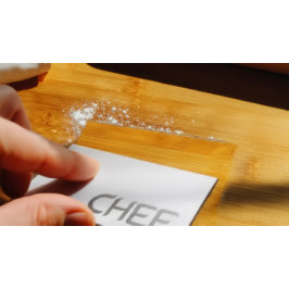 Cartão De Visita Chef de Texto Emboscado de Prata Branca Minimalist