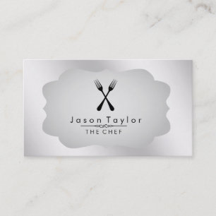 Cartão De Visita Chef Elegante Catering Retro Cross Fork White Stee
