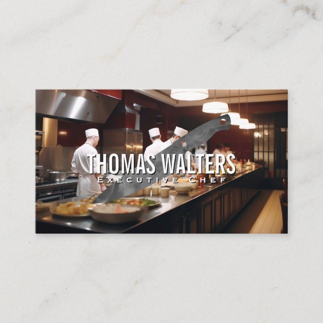 Cartão De Visita Chef está na cozinha | Faca de metal (Frente)