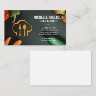 Cartão De Visita Chef Hat   Logotipo de punção e garfo