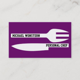 Cartão De Visita Chef minimalista branco roxo