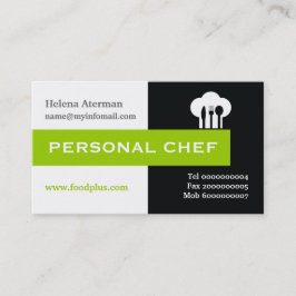 Cartão De Visita Chef minimalista preto, branco, verde