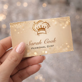 Cartão De Visita Chef Pessoal Chic Glam Catering Brilho Dourado