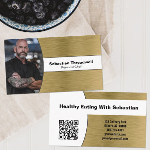 Cartão De Visita Chef Pessoal Código QR de Foto Personalizada em La