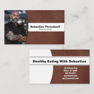 Cartão De Visita Chef Pessoal Couro Marrom Foto Personalizada