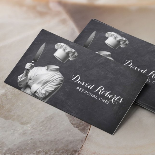 Cartão De Visita Chef Privado de Chef Restaurante Chalkboard (Criador carregado)