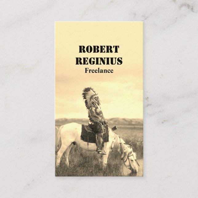 Cartão De Visita Chefe Americano Histórico Sepia (Frente)