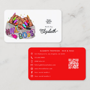 Cartão De Visita Chefe de Unha Negra Vibrante