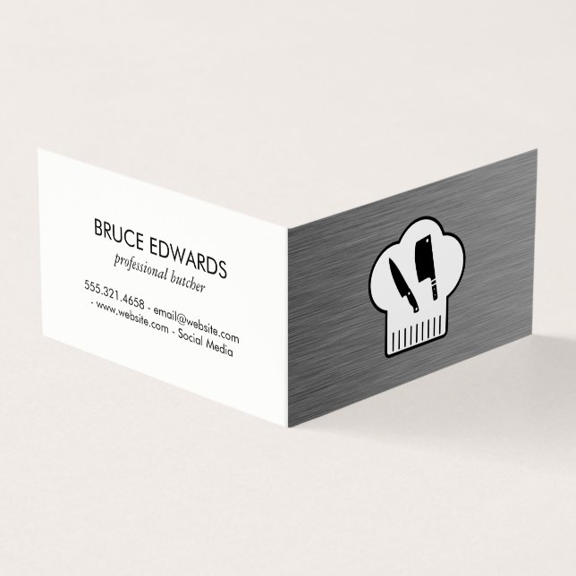 Cartão De Visita Chefs Hat Butcher Knife (Exterior)