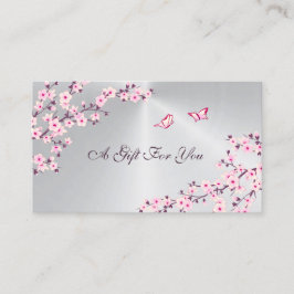 Cartão De Visita Cherry Blossomo Prata Rosa