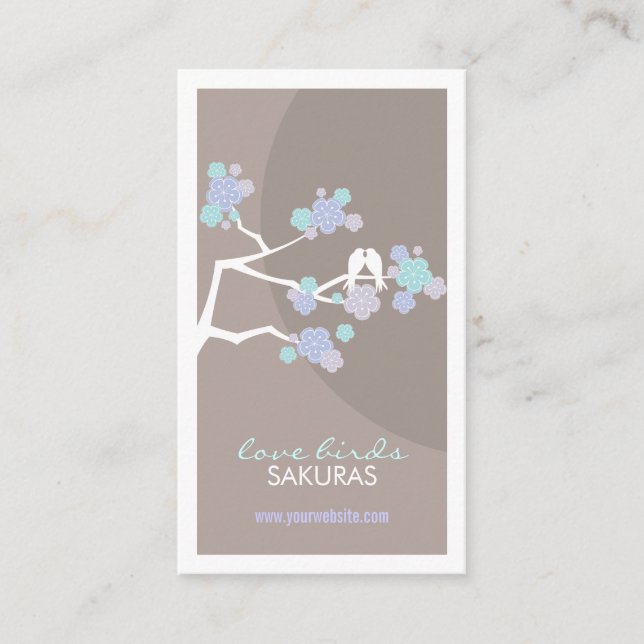 Cartão De Visita Cherry Blossoms Love Birds Sakura Flowers Branch (Frente)