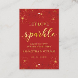 Cartão De Visita Cherry Blossoms Wedding Sparkler Tag |Cor Personal