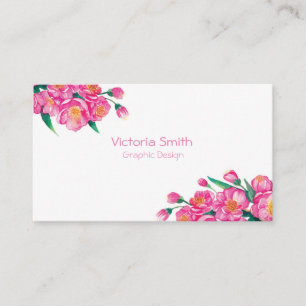 Cartão De Visita Cherryblosom Floral de Flor Rosa-primavera