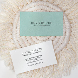 Cartão De Visita Chic AQUA | Simples Peles De Couro Elegante