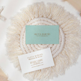 Cartão De Visita Chic AQUA | Simples Peles De Couro Elegante