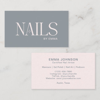 Cartão De Visita Chic Artista de Unhas Minimalista Moderna