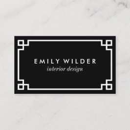 Cartão De Visita Chic Black and White Greece Key