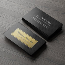 Cartão De Visita Chic Black & Dourado Faux Gold Foil Dark Metal Gra