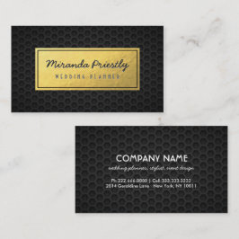 Cartão De Visita Chic Black & Dourado Faux Gold Foil Dark Metal Gri