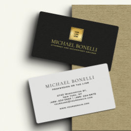 Cartão De Visita Chic Black Leather Business Logotipo corporativo
