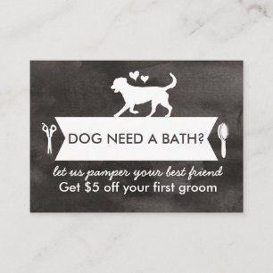 Cartão De Visita Chic Black Silhouter Dog Grooming Promo Card