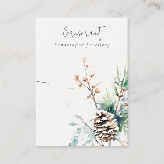 Cartão De Visita Chic Blush Snow Berries de inverno Colar Colar (Frente)