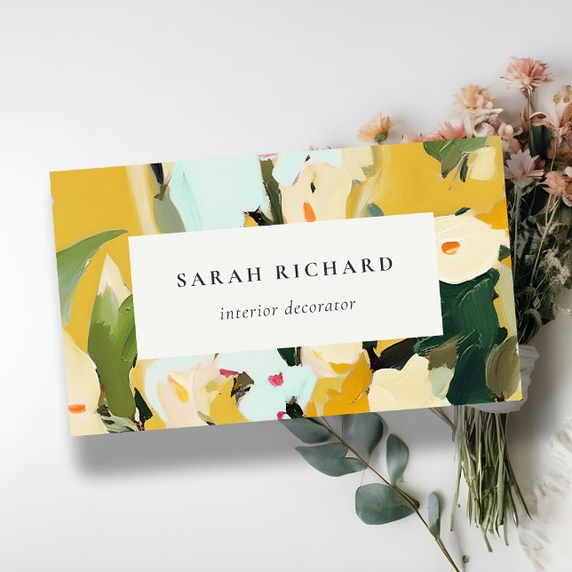 Cartão De Visita Chic Boho Amarelo Colorido Ochre Pintado (Criador carregado)