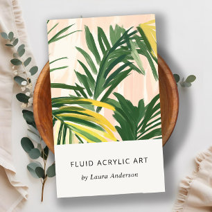 Cartão De Visita Chic Boho Blush Green Palm Deixa Praia