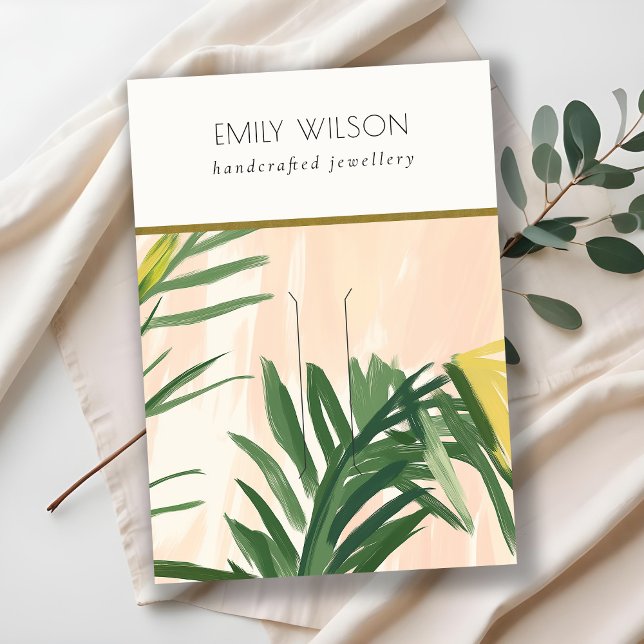 Cartão De Visita Chic Boho Blush Palm Tropical Verde Sai Cabelo (Criador carregado)