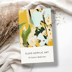 Cartão De Visita Chic Boho Colorido Ochre Amarelo Pintado Floral