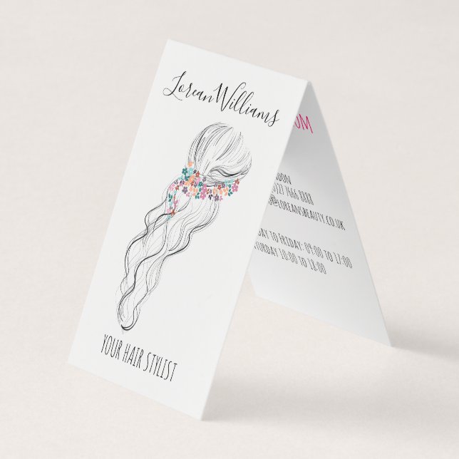 Cartão De Visita Chic boho wildflower Hair Stylist floral (Frente)
