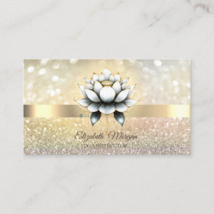 Cartão De Visita Chic Bokeh Dourado, Estiloso Yoga Lotus
