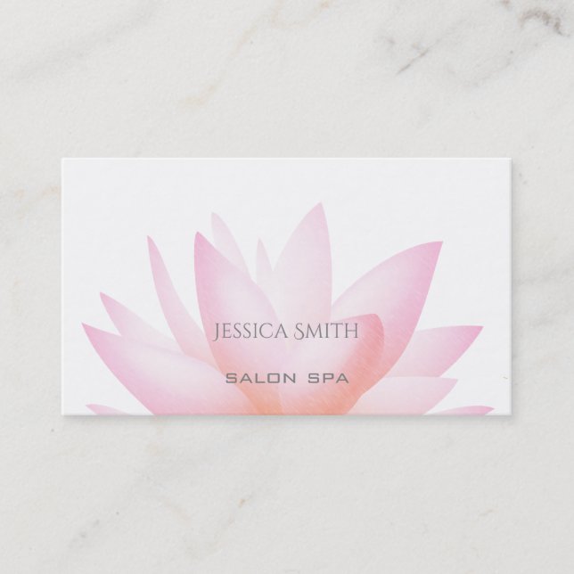 Cartão De Visita Chic charmoso elegante aquarela rosa-lótus (Frente)