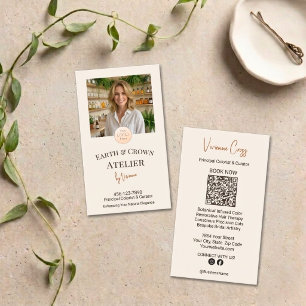 Cartão De Visita Chic Cream Hair Atelier Estilista Foto Logo QR
