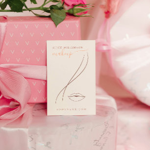 Cartão De Visita Chic de Arte de Linha de Pêssego Mínimo Leve