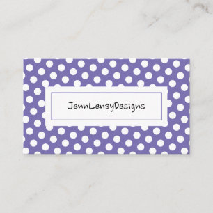 Cartão De Visita Chic de Padrão do Bolinhas Branco Azul Moderno