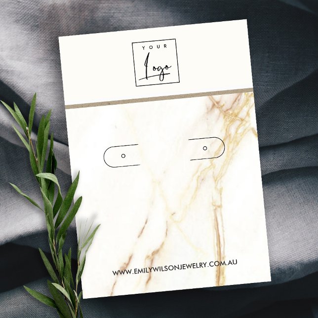 CARTÃO DE VISITA CHIC DOURADO CALACATTA MARBLE HOOP EARRING (Criador carregado)