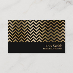 Cartão De Visita Chic Dourado Chevron Stripes Comprador Pessoal