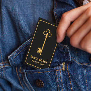 Cartão De Visita Chic Dourado e Preto Elegante Profissional