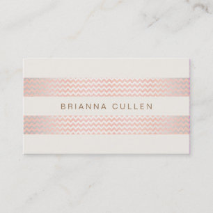 Cartão De Visita Chic Elegante Chevron-Pink-Pêssego em Lata