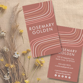 Cartão De Visita Chic Elegante Simples e Simples Linhas Neutrais Mí