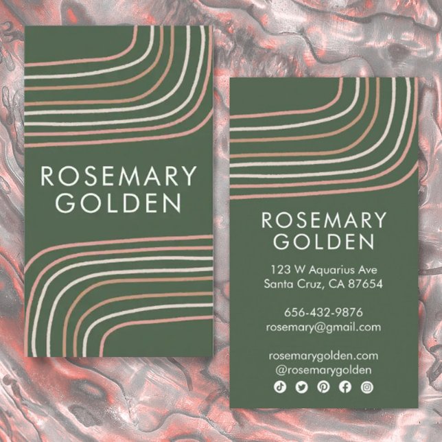 Cartão De Visita Chic Elegante Simples e Simples Linhas Neutrais Mí (Criador carregado)