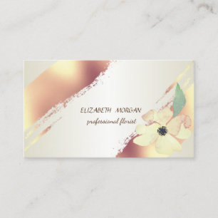 Cartão De Visita Chic Elegante, Traço De Pincel, Flor