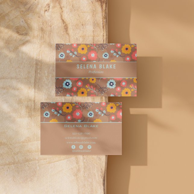 Cartão De Visita Chic & Exclusivo | Trendy Bold Modern Elegante Flo (Criador carregado)