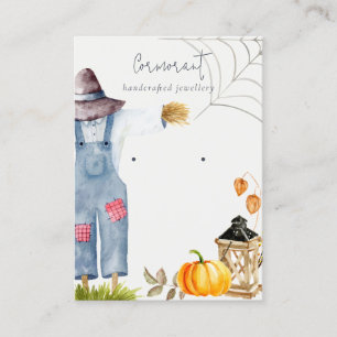 Cartão De Visita Chic Fall Autumn Pumpkin Scarecrow Earring Display