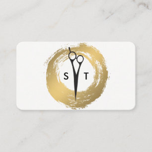 Cartão De Visita Chic Faux Dourado escovado Salon Stylist Monograma